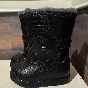Black Toddler Dinosaur Weather Guard Lined Boots size 7 Winter Outdoor